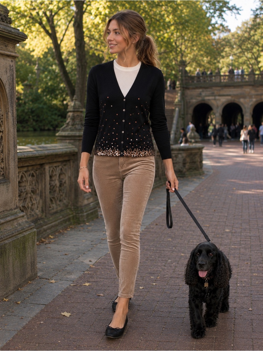 Marks & Spencer Black V-Neck Cardigan with Copper Sequins - Picture 1 of 8